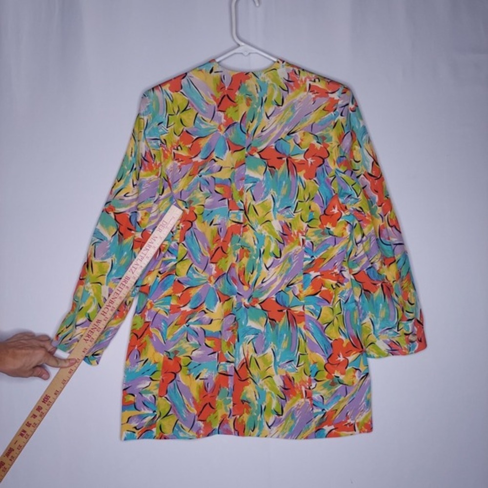 Preferred Classix Vtg Women Silk Blazer 12 Artsy Abstract Quiet Luxury Coastal View 6